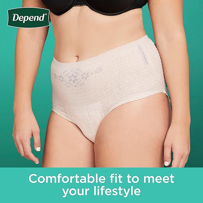 Depend Incontinence Underwear for Women, Medium, 60 Count | Maximum Protection | Blush | Disposable