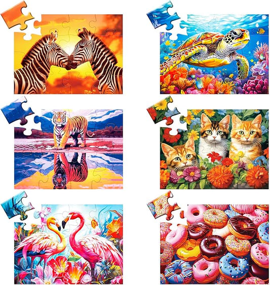 6 Packs 16 Piece Large Piece Jigsaw Puzzle Dementia Alzheimer's Products and Activities for Elderly Seniors Gift Easy Puzzle, Alzheimer's Puzzles Memory Cognitive Games with 6 Storage Bags
