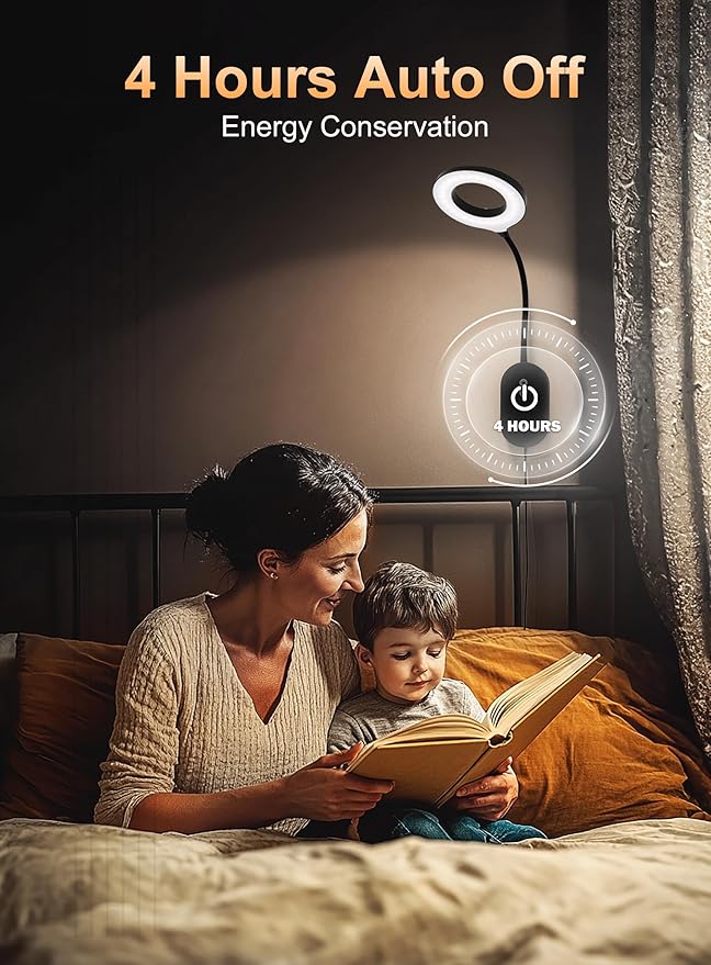 Wall Mounted Reading Light, Bedside Headboard Lights with 10W USB Output Fast, 5 Dimmable & 4 Color Temperature, Memory Function, 4-Hour Auto Off, Flexible Rotation 3000K-6000K Bed Wall Lamp (Black)