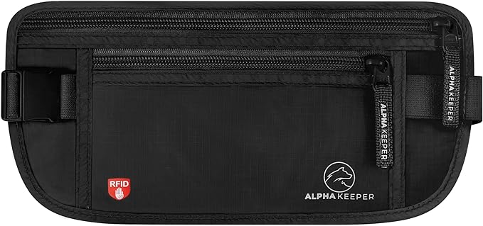 Alpha Keeper Money Belt for Travel Men Women Hidden RFID Passport Holder