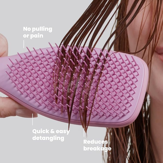 Tangle Teezer Ultimate Detangler Brush, Straight to Wavy, Rosebud | Patented two-tier, regular-flex teeth reduce breakage & split ends on wet or dry hair; Shower-friendly hairbrush for all ages