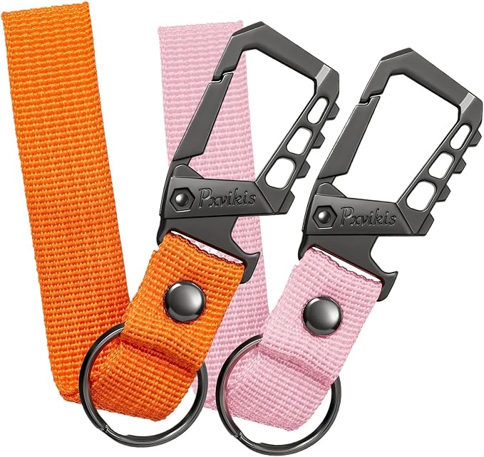 Metal heavy duty key chain carabiner clip bottle opener wrist lanyard ring car key fob unisex for men and women