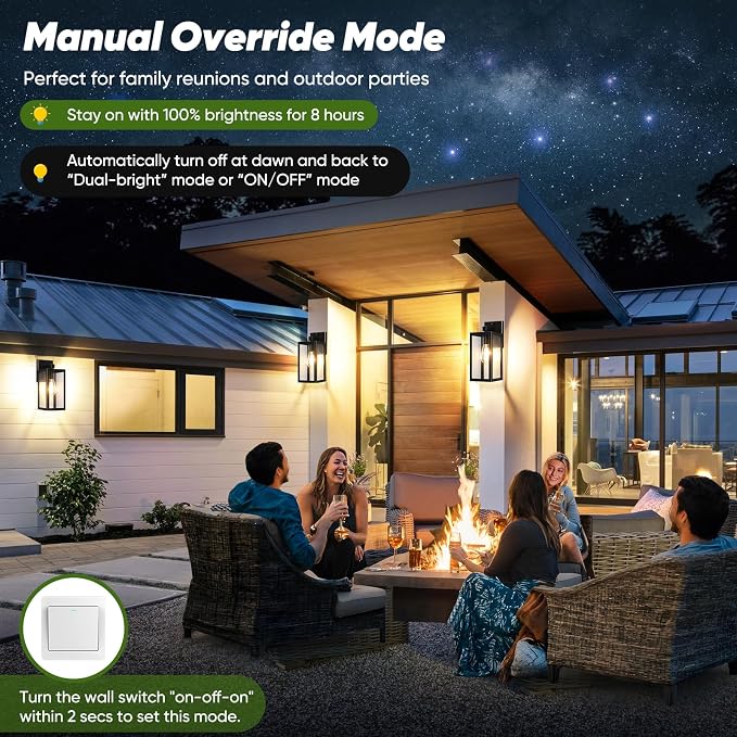 2-Pack 13” Upgraded Motion Sensor Outdoor Wall Lights, Bronze | Auto ON/OFF, 3 Lighting Modes, Waterproof, Rust-Resistant, Durable Metal & Clear Glass, Standard E26 Sockets, Easy to Install