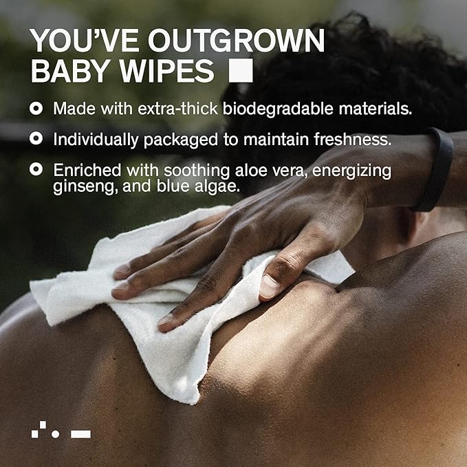 Bravo Sierra Body Wipes - 10 Individually Wrapped Extra Thick Biodegradable Shower Wipes With Benzalkonium Chloride & Aloe Vera for Adults, Men and Women - No Rinse Bathing Camping & Travel