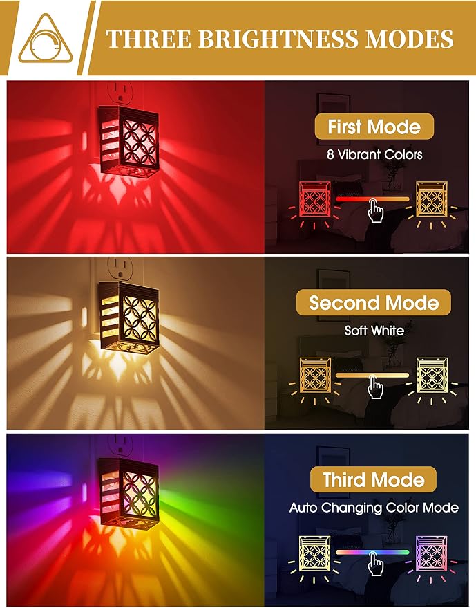 Night Lights Plug Into Wall [2 Pack], LED Night Light | Color-Changing, Plug in Night Light, 8 Color RGB, Dusk-to-Dawn, Night Light for Kids, Nightlights for Children, Baby