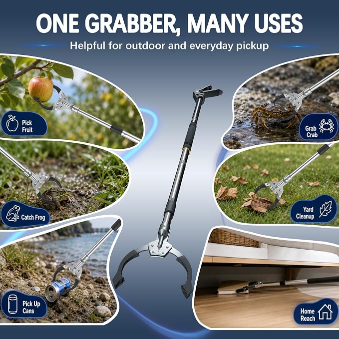 Heavy-Duty Reacher,Trash Pick Up Stick 53 inch Trash Grabbers with 360° Rotatable Function Multi-Purpose Trash Grabber for Home Garage Yard and Outdoor Use.