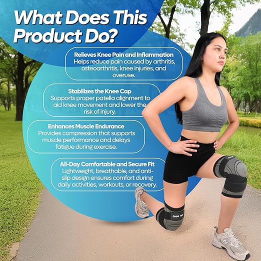Caspe 2 Pack Knee Compression Sleeve with Strap – Knee Brace for Women & Men, Support for Running, Gym, Sports, Mild Arthritis, Pain Relief, Training, Daily Use (Gray, X-Large)