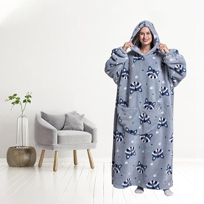 Blanket Hoodie, Long Hooded Blanket Sweatshirt as Birthday Gifts for Women Men, Long Wearable Blanket for Women Men.