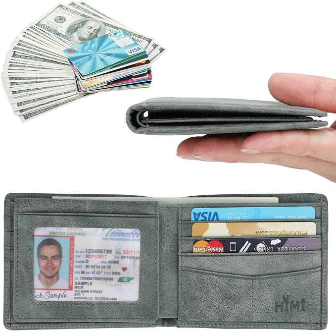HIMI Wallet for Men-Genuine Leather RFID Blocking Bifold Stylish Wallet With 2 ID Window
