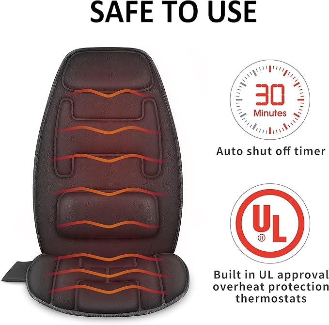 Snailax Vibration Back Massager with Heat, Massage Chair Pad with Neck Lumbar Memory Foam, 10 Vibration Motors,5 Modes, Gifts, No shiatsu