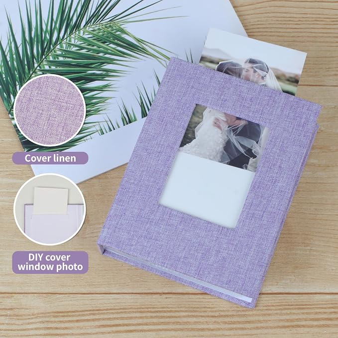 vivinin 2 Pack Photo Album 5x7, Linen Cover Photo Book, Small Photo Album Book for 36 Pockets Hold 72 Pictures, Picture Book for Photos Family Anniversaries Baby Vacations (Purple)
