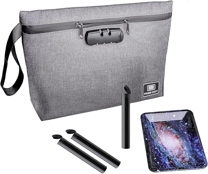 Free Boy Smell Proof Bags 11.8"x8.6"Durable Odor Proof Stash Bag with Combination Lock,Smell Odor Case Container