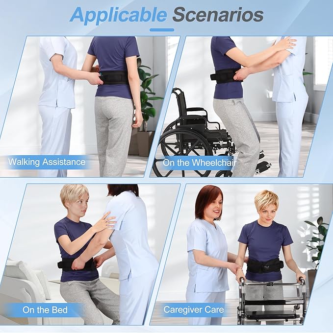NIdreamCE Gait Belt Transfer Belts with Handles for Lifting Seniors, Safety Gate Belt with Quick Release Buckle Nursing Safety Patient Assist for Elderly, Disabled, Physical Therapy, Caregivers(Black)