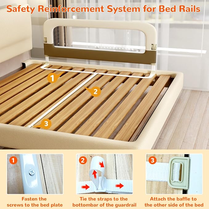 Bed Rail for Toddlers, 32 Inch Toddler Bed Rails, Bed Rail for Baby | Adjustable Heights, Folding up Portable, Safe Metal Frame, For Baby, For Crib, Twin, Bunk, Full Size, Queen & King Bed