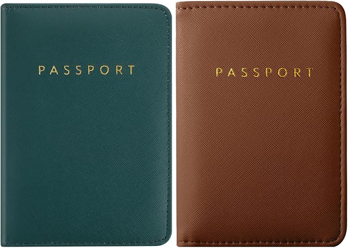 2 Pcs Passport Cover Holder for Travel Waterproof Leather Passport Wallet Case Book Travel Cruise Essentials for Women Men | 2 Pieces
