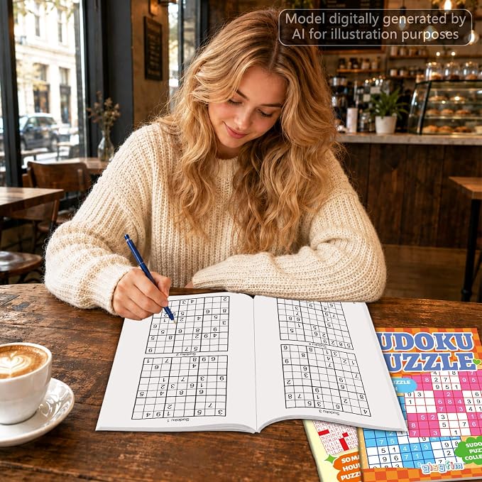 4 Pack Large Sudoku Puzzle Books for Adults Aging Seniors 6.5x9 Inches Word Find Puzzle Books with Large Print Words Activity Book Variety Themes Brain Stimulation Games and Stress Relief