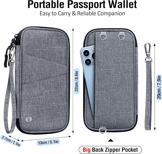BKNOOU Passport Holder Family Rfid Blocking Travel Document Organizer,Travel Passport Wallet Waterproof Multiple Passport Holder for Traveling,Passport Organizer for Men Women