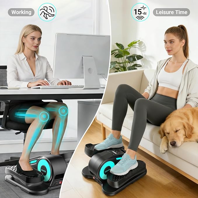 Under Desk Elliptical Machine - Electric Seated Pedal Exerciser, Motorized Leg Exerciser for Seniors Home Office, 12 Adjustable Speeds Whisper Quiet Portable