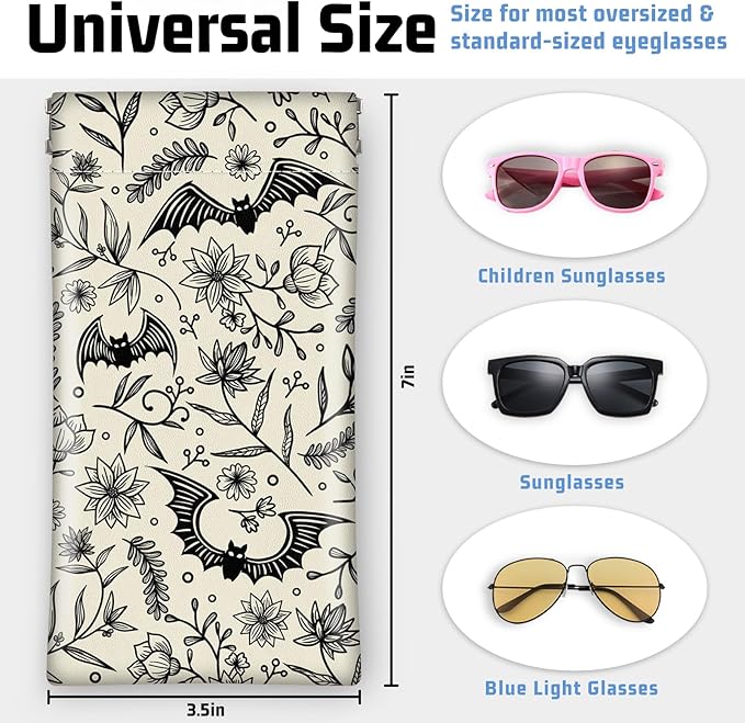Soft Sunglasses Eyeglass Glasses Case,7x3.5inch Portable PU Leather Squeeze Top Holder Bag Pouch for Women Men
