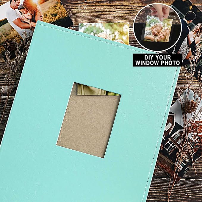 Ywlake Photo Album 4x6 400 Pockets, Leather Photo Albums Holds 400 Vertical Pictures Only Teal