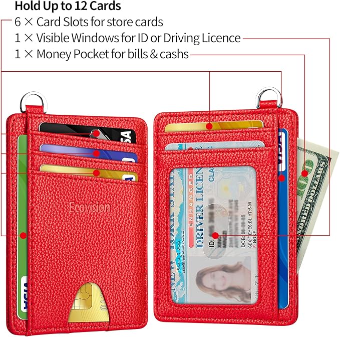Slim Minimalist Front Pocket Wallet, RFID Blocking Credit Card Holder Wallet with Detachable D-Shackle for Men Women