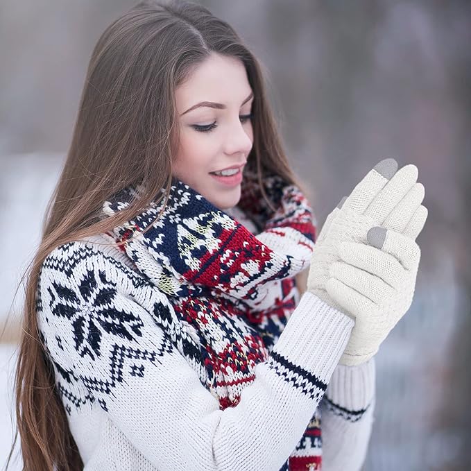 Omisy 4 Pairs Women Winter Gloves Touchscreen Cold Weather Mitten, Christmas Gifts for Adult Stockings Stuffers Mom Wife