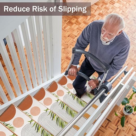 Non Slip Carpet Stair Treads for Wooden Steps Indoor, 1 Pack Stair Runners Covers Staircase Step Rugs Stair Mats for Kids Elders and Dog