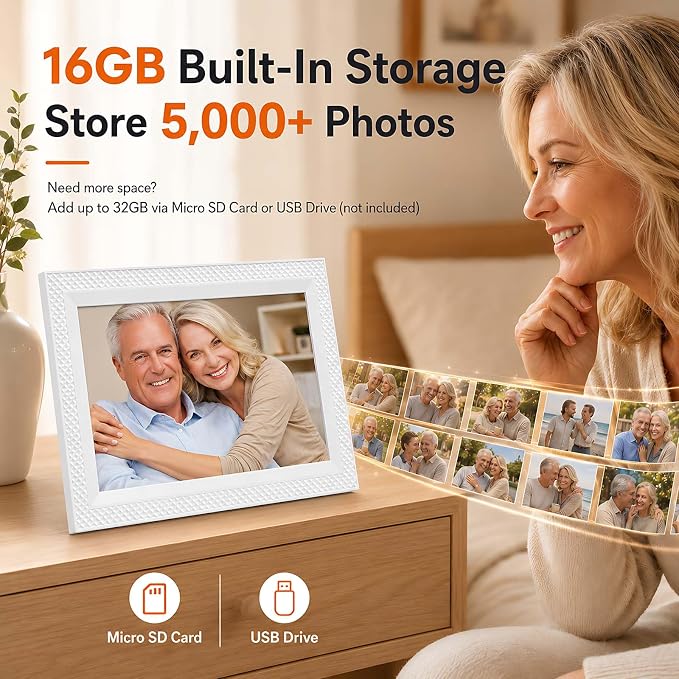 Frameo Digital Picture Frame 10.1" Digital Calendar 2-in-1|WiFi Smart Photo Frame16GB with 1280x800 HD Touchscreen|Sync Family Calendars Planner|Share Photos/Videos from Phone|Gifts for Mom Parents