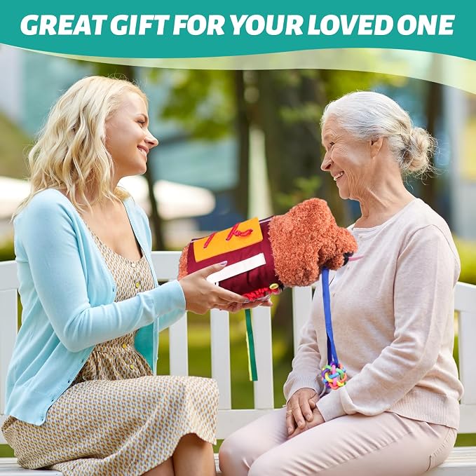 lefeke Fidget Blanket and Muff Dog for Adults with Dementia, Alzheimers Dementia Activities Products for Elderly and Seniors,Gift Game and Toy for Alzheimer’s or Dementia,Sensory Fidget Toys