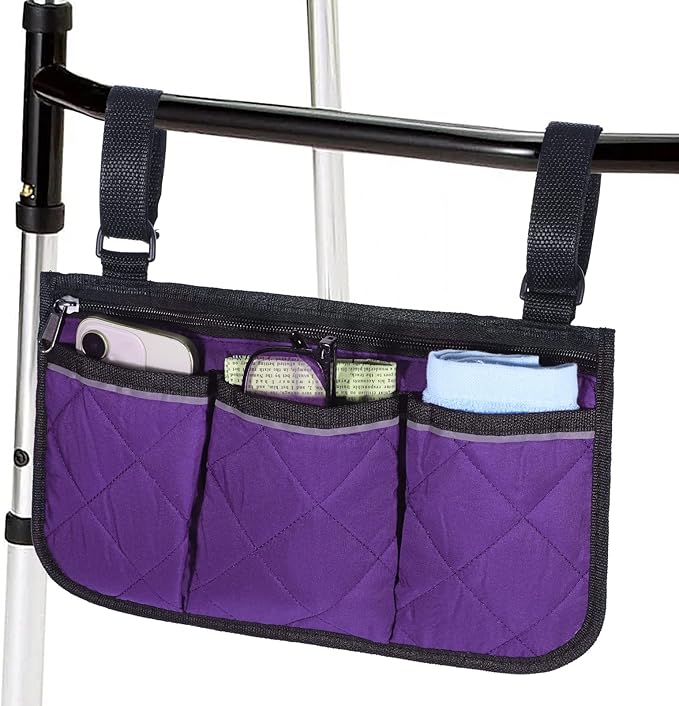YBEATY Walker Bag Basket with Reflective Strips Walkers Rollator Organizer Carry Storage Pouch Wheel Chair Folding Basket Lightweight Large Capacity Organizer for Seniors Elderly Rollator Accessories