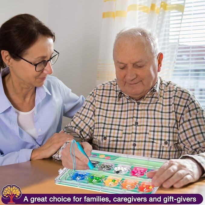 Memory Games for Seniors, Dementia Activities Alzheimer Product for Elderly | Wooden Handhold Easy Magnetic Color & Number Activities for Parkinson Patients, Memory Care Cognitive Puzzle Matching Board