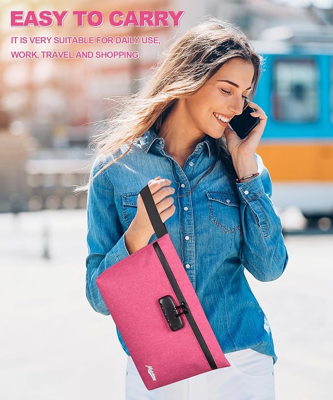 Smell Proof Bag with Combination Lock Large Storage Container Medicine Lock Bag Money Organizer Travel Storage Pouch