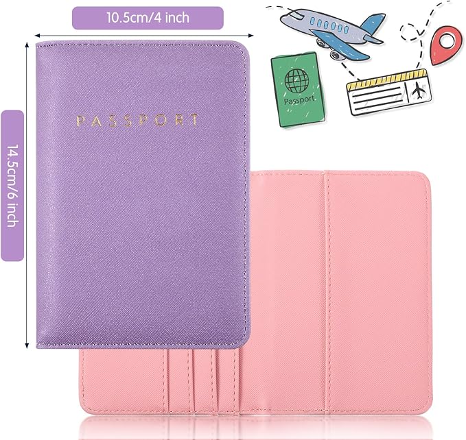 2 Pcs Passport Cover Holder for Travel Waterproof Leather Passport Wallet Case Book Travel Cruise Essentials for Women Men | 2 Pieces
