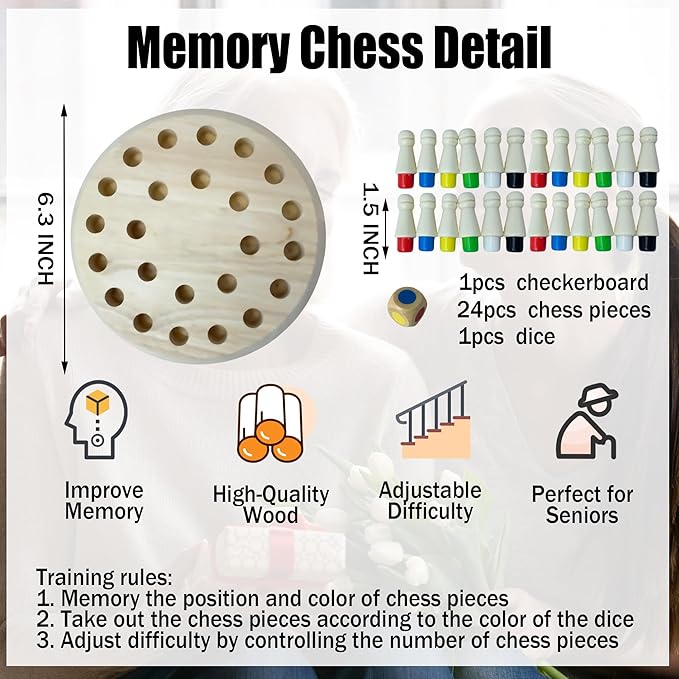 Alzheimers Activities for Seniors - Memory Training Products for Dementia Elderly Wooden Gifts for Adults Patients with Dementia