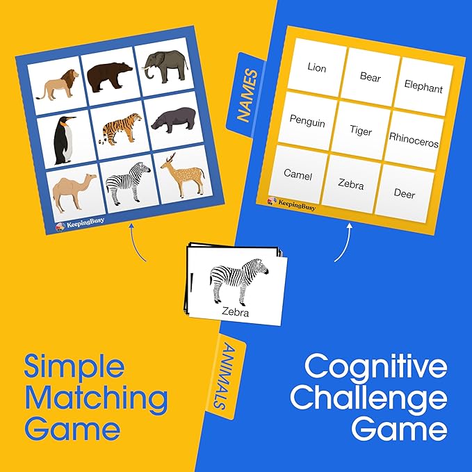 Keeping Busy Animal Bingo Games | Dementia Activities for Seniors Dementia Products for Elderly Alzheimers Products for Elderly Reusable Bingo Cards Reusable Chips & 6 Board Set Alzheimers Activities