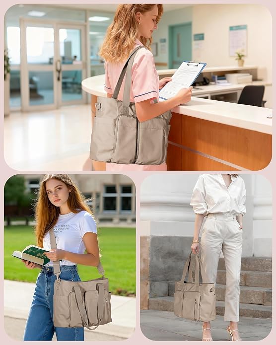 Marscamd Nurse Tote Bag with Crossbody Strap, 9-Pocket Clinical Bag for Nursing Students