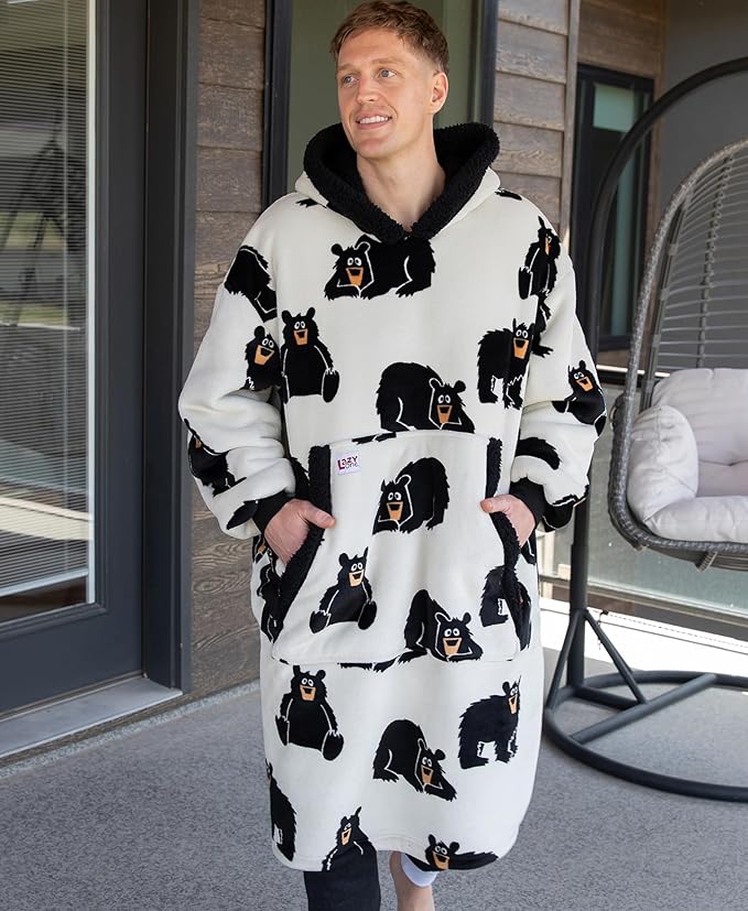 LazyOne Oversized Blanket Hoodie, Oversized Hoodies for Women and Men, One Size Fits All Wearable Blankets