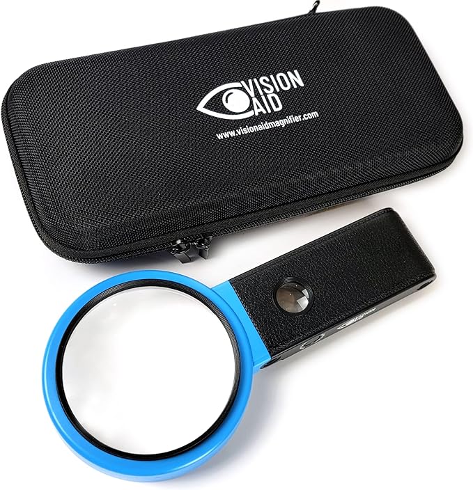Vision Aid 30x Hands-Free Magnifier with Ultra Bright 36 LED Lights and Case - 40x Loupe Magnifying Glass with Stand for Reading Jewelry Coins Watch Hobby Crafts Close Work