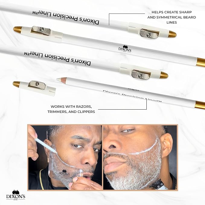 Dixon's 1737 Clear Line Pro Beard Shaper Tool for Men with Precision Liner Pencil, Transparent Beard Line Up Guide Template with Comb Edges Neckline and Cheek Line Trimming