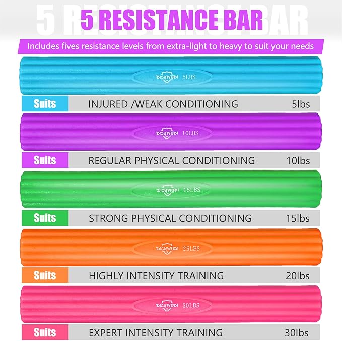DICYWUDI Flex Therapy Bar and Grip Strength Trainers set, Physical Therapy & Resistance Bar for Golfers Elbow, Tendinitis, Wrist,Forearms Pain, Improve Grip Strength and Relieve Pain