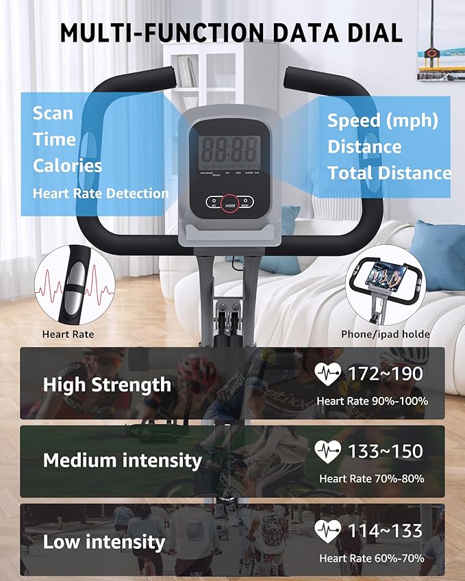 Foldable Exercise Bike for Small Apartments, Stationary Bikes for Home, Indoor Portable Cycling Bike with 16-Level Magnetic Resistance, 260LBS Capacity, 5.5 LBS Flywheel, for Small Space Workout 816