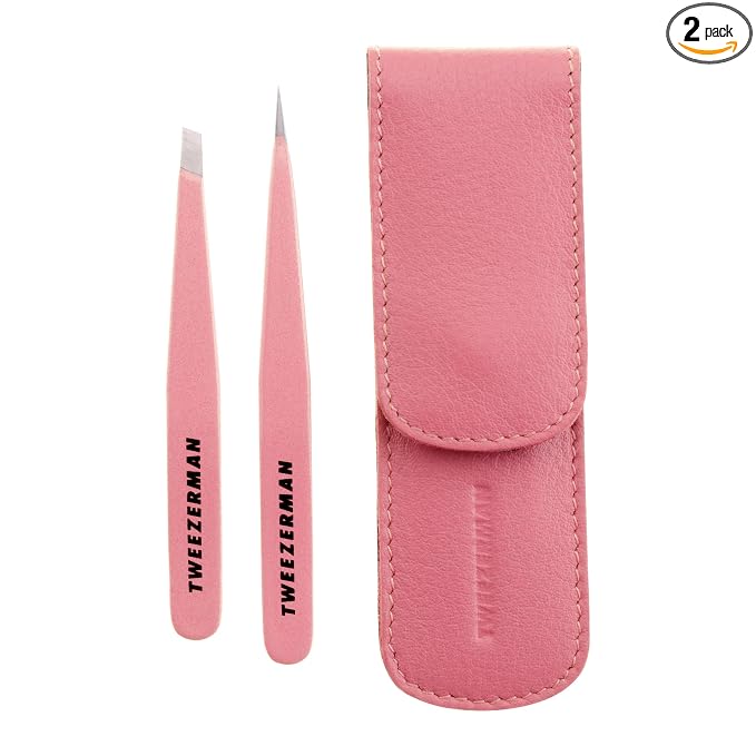 Tweezerman Exclusive Petite Tweeze Set for Eyebrows with Case Tea Rose