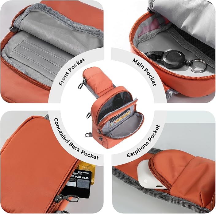 Sling Bag, Crossbody Bag with Zipper Lock, RFID Blocking & Water Resistant for Men and Women