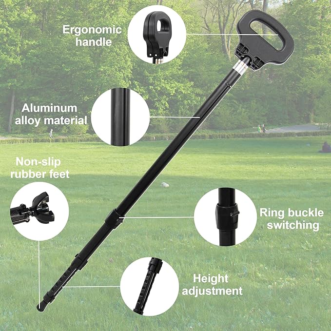 Adjustable Cane with Seat Folding Lightweight, Portable Cane Chair for Adults & Seniors, Walking Stick with Seat for Travel Hiking, with Cushion Carry Bag