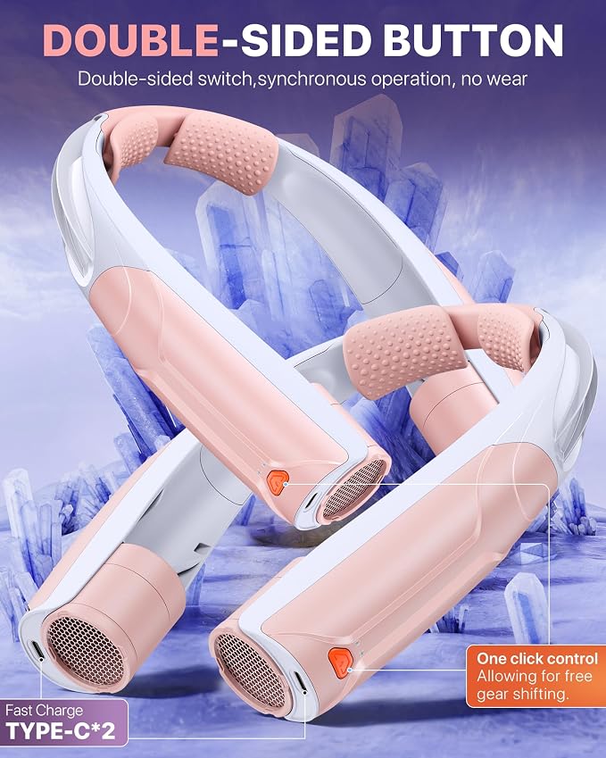AaoLin Portable Neck Fan USB-C Rechargeable, with 6000mAh Battery, Hands-Free Personal Fan 6 Speeds, 6-20Hrs Cooling, Adjustable 11oz Lightweight, Neck Cooler for Outdoor Sports/Gym/Office