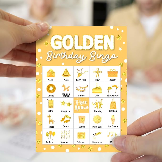 Birthday Bingo Game Cards, Golden Birthday Bingo Games for Adults, Birthday Bingo Cards Supplies, Birthday Party Decor Favors, Card Gifts for Friends Family Holiday, (Birthday)