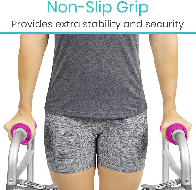 Vive Walker Handle Cushions - Padded Hand Covers - Soft Cushion Padding Medical for Folding Rolling Wheelchair, Rollator Handle, Senior, Elderly Grippers - Crutch Handle Pad Grips - Mobility Aid