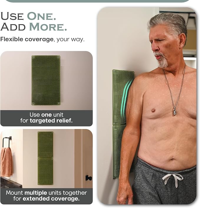 Backscratcher – Extra-Large Wall-Mounted Back Scratcher for Men & Women with Firm Yet Flexible Bristles – Hands-Free Relief for Back, Head, Shoulders - Shirt Off Comfort - Green
