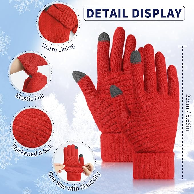 Omisy 4 Pairs Women Winter Gloves Touchscreen Cold Weather Mitten, Christmas Gifts for Adult Stockings Stuffers Mom Wife