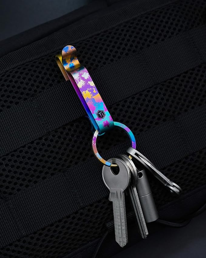 KeyUnity KM00 Titanium Belt Loop Keychain Clip Double Side Quick Release Key Holder with Detachable Key Ring